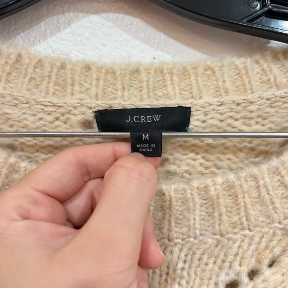 J. Crew Pointelle Wool Blend Sweater Crewneck Women’s Size Medium - Picture 4 of 5